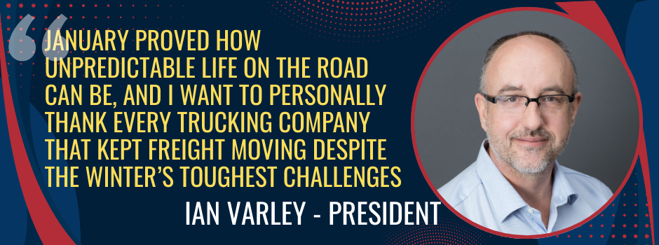 Cashway Funding President Ian Varley shares message thanking trucking companies for staying on the road during extreme winter weather.